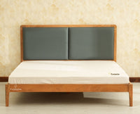 Bali Luxury Wooden King Bed with Upholstered Headboard Natural Finish