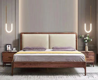 Bali Luxury Wooden Queen Bed with Upholstered Headboard Furniselan Teak Finish