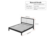 Bali Luxury Wooden Queen Bed with Upholstered Headboard Black Finish