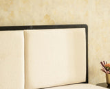 Bali Luxury Wooden Queen Bed with Upholstered Headboard Black Finish