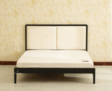 Bali Luxury Wooden Queen Bed with Upholstered Headboard Black Finish