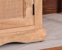 Bandra Solid Wood Rattan Bar Cabinet - Furniselan Natural Finish