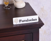 Bandra Solid Wood Rattan Bar Cabinet - Furniselan Grey Finish