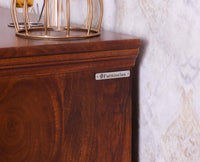 Bandra Solid Wood Rattan Bar Cabinet - Furniselan Brown Finish