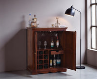Bandra Solid Wood Rattan Bar Cabinet - Furniselan Brown Finish