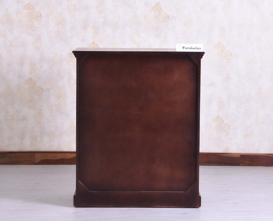 Bandra Solid Wood Rattan Bar Cabinet - Furniselan Grey Finish