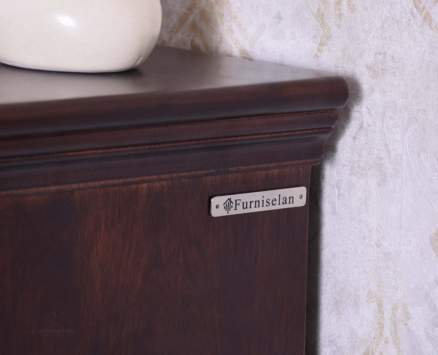 Bandra Solid Wood Rattan Bar Cabinet - Furniselan Grey Finish