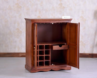 Bandra Solid Wood Rattan Bar Cabinet - Furniselan Brown Finish