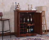 Bandra Solid Wood Rattan Bar Cabinet - Furniselan Brown Finish