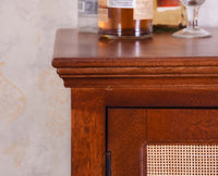 Bandra Solid Wood Rattan Bar Cabinet - Furniselan Brown Finish