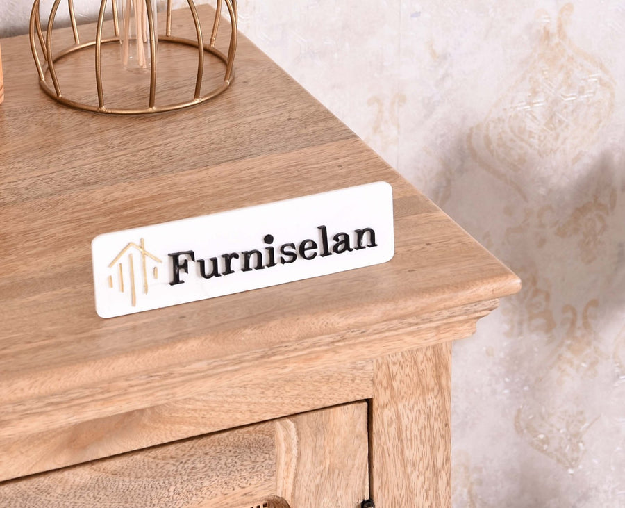 Bandra Solid Wood Rattan Bar Cabinet - Furniselan Natural Finish