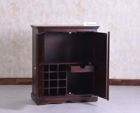 Bandra Solid Wood Rattan Bar Cabinet - Furniselan Grey Finish