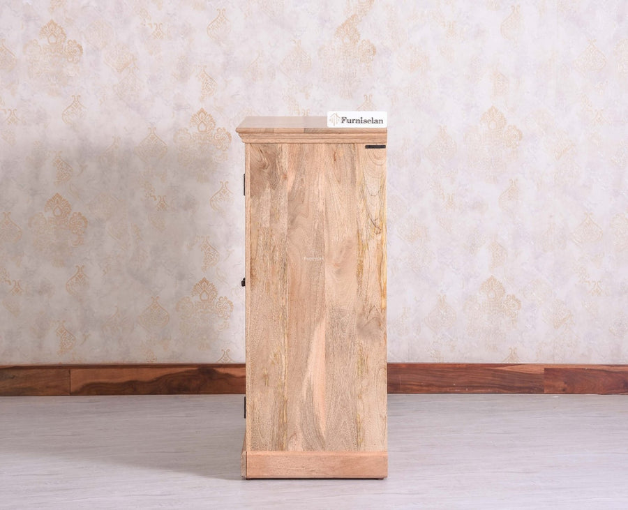 Bandra Solid Wood Rattan Bar Cabinet - Furniselan Natural Finish