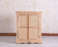 Bandra Solid Wood Rattan Bar Cabinet - Furniselan Natural Finish