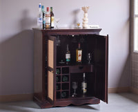 Bandra Solid Wood Rattan Bar Cabinet - Furniselan Grey Finish