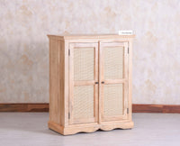 Bandra Solid Wood Rattan Bar Cabinet - Furniselan Natural Finish