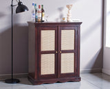 Bandra Solid Wood Rattan Bar Cabinet - Furniselan Grey Finish