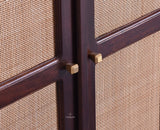 Bandra Solid Wood Rattan Bar Cabinet - Furniselan Grey Finish