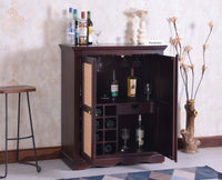 Bandra Solid Wood Rattan Bar Cabinet - Furniselan Grey Finish