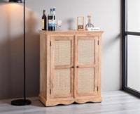 Bandra Solid Wood Rattan Bar Cabinet - Furniselan Natural Finish