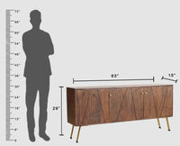 Barcelona Solid Wood Three Doors Sideboard Cabinet teak finish