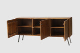 Barcelona Solid Wood Three Doors Sideboard Cabinet teak finish