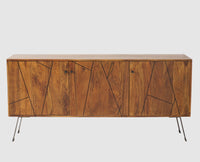 Barcelona Solid Wood Three Doors Sideboard Cabinet teak finish