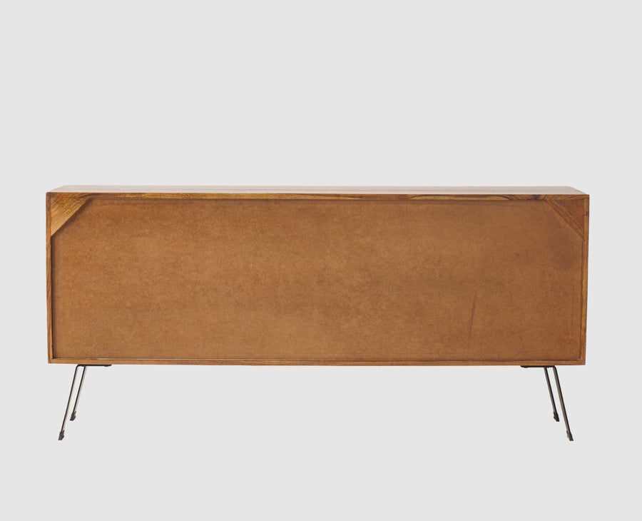 Barcelona Solid Wood Three Doors Sideboard Cabinet teak finish