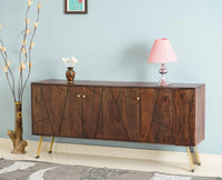 Barcelona Solid Wood Three Doors Sideboard Cabinet teak finish