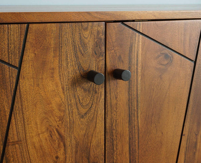 Barcelona Solid Wood Three Doors Sideboard Cabinet teak finish