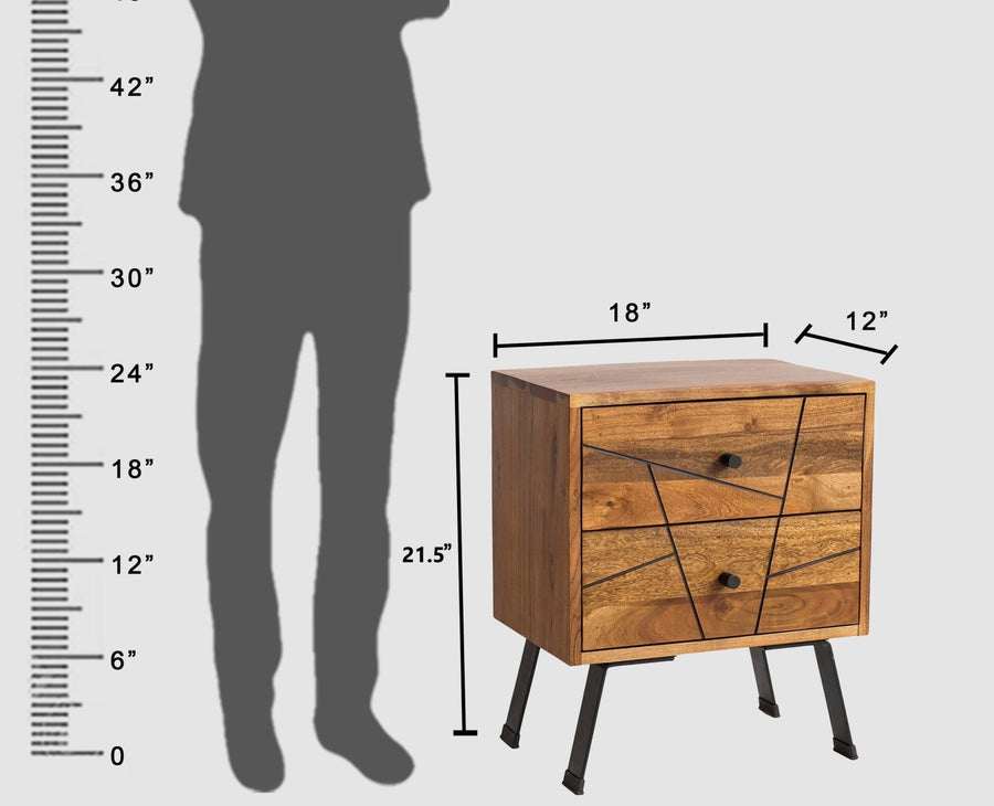 Barcelona Solid Wood Two Drawer Bedside Table - Bedside Table - Furniselan-Teak-Finish