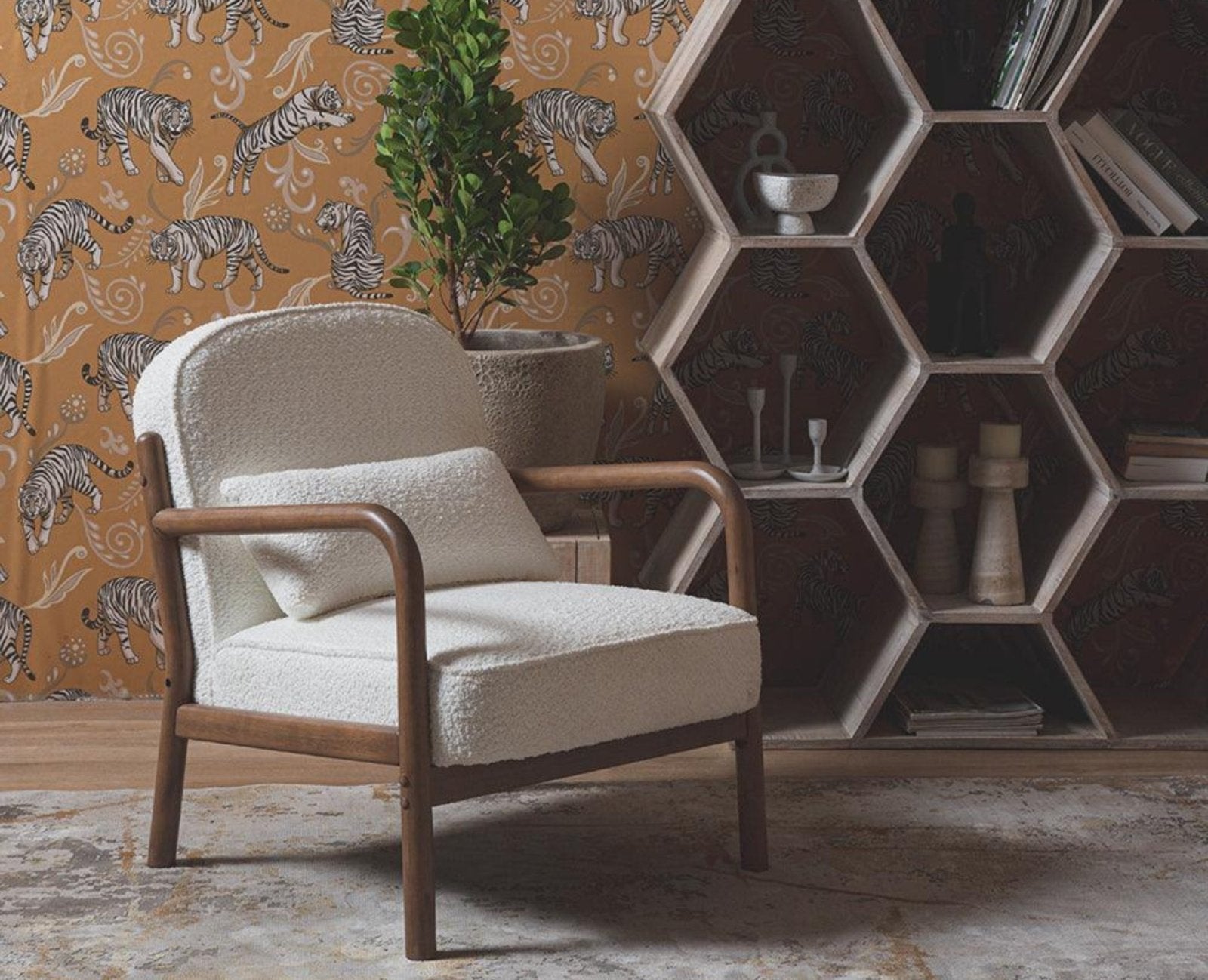 Baron Solid Rubber Wood Arm Chair - Dining Chair - Furniselan - White