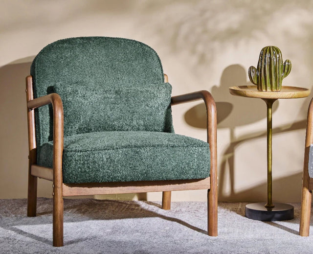 Baron Solid Rubber Wood Arm Chair - Dining Chair - Furniselan - Dark-Green
