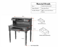 Belgium Solid Wood Study Table Furniselan - Grey-Finish