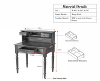 Belgium Solid Wood Study Table Furniselan - Grey-Finish