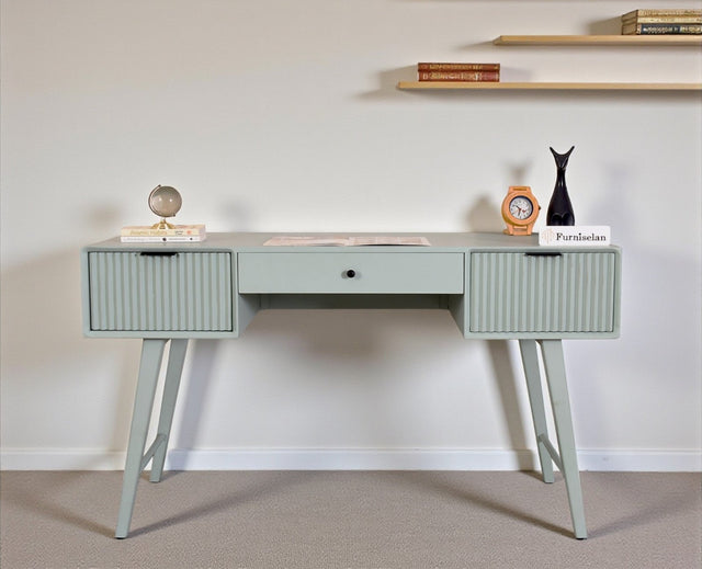 Bengaluru Solid Wood 3 Drawer Study Laptop Table - Console Table - Furniselan - Silt-Green