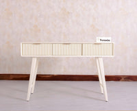 Bengaluru Solid Wood 3 Drawer Study Laptop Table - Console Table - Furniselan Frosty White