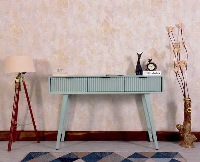 Bengaluru Solid Wood 3 Drawer Study Laptop Table - Console Table - Furniselan - Silt-Green