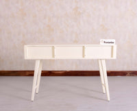 Bengaluru Solid Wood 3 Drawer Study Laptop Table - Console Table - Furniselan Frosty White