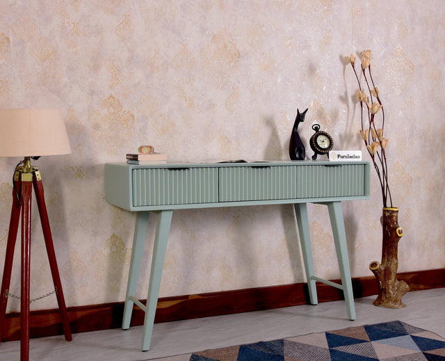 Bengaluru Solid Wood 3 Drawer Study Laptop Table - Console Table - Furniselan - Silt-Green