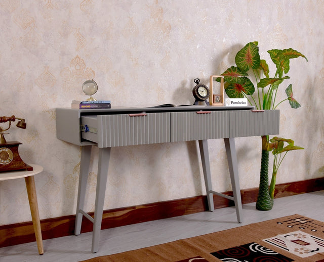 Bengaluru Solid Wood 3 Drawer Study Laptop Table - Console Table - Furniselan - Cool-Grey