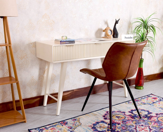 Bengaluru Solid Wood 3 Drawer Study Laptop Table with Chair - Console Table - Furniselan Frosty White