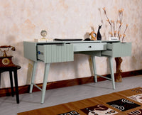 Bengaluru Solid Wood 3 Drawer Study Laptop Table With Chair - Console Table - Furniselan - Silt-Green