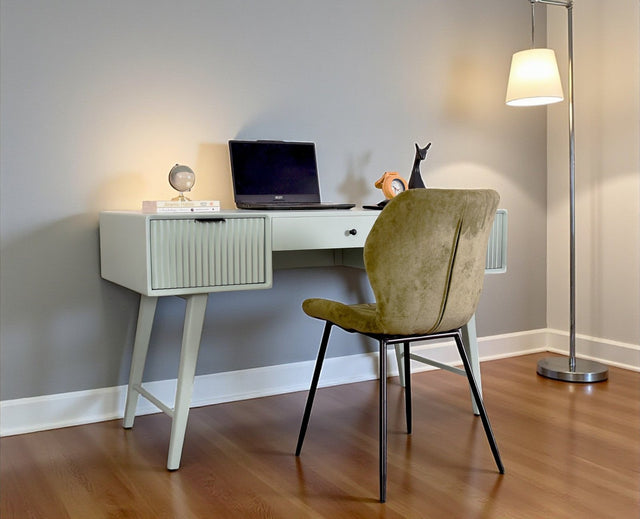 Bengaluru Solid Wood 3 Drawer Study Laptop Table With Chair - Console Table - Furniselan - Silt-Green