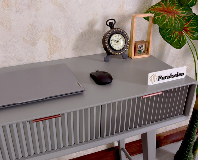 Bengaluru Solid Wood 3 Drawer Study Laptop Table with Chair - Console Table - Furniselan - Cool-Grey