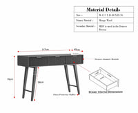 Bengaluru Solid Wood 3 Drawer Study Laptop Table with Chair - Console Table - Furniselan - Cool-Grey