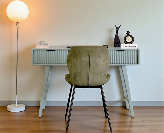 Bengaluru Solid Wood 3 Drawer Study Laptop Table with Chair - Console Table - Furniselan - Silt-Green
