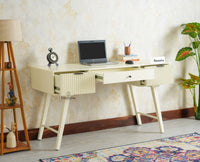 Bengaluru Solid Wood 3 Drawer Study Laptop Table With Chair Furniselan Frosty White