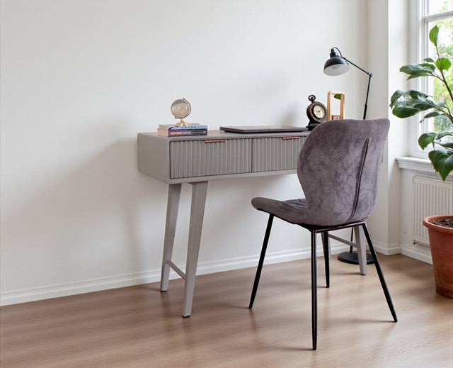 Bengaluru Solid Wood 3 Drawer Study Laptop Table with Chair - Console Table - Furniselan - Cool-Grey