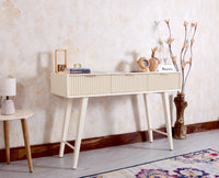 Bengaluru Solid Wood 3 Drawer Study Laptop Table with Chair - Console Table - Furniselan Frosty White